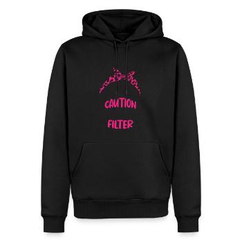 Attention je n’ai pas de filtre Pas de maquillage Désordonné Bun - Sweat à capuche Premium bio Homme - noir - Devant - Nico (187cm)