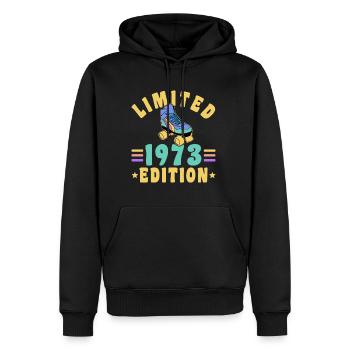 Édition limitée 1973 50e anniversaire - Sweat à capuche Premium bio Homme - noir - Devant - Nico (187cm)