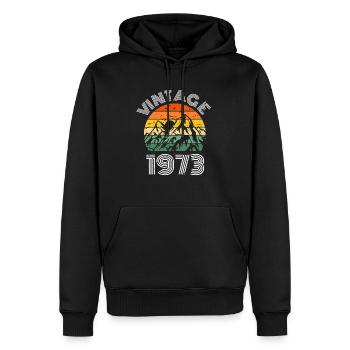 Vintage Retro 50. Geburtstag 1972 Shirt Wanderer - Männer Premium Bio Hoodie - Schwarz - Vorne - Nico (187cm)