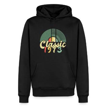 Vintage Retro Classic 1973 Schallplatte Vinyle - Sweat à capuche Premium bio Homme - noir - Devant - Nico (187cm)