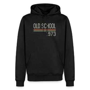 Vintage Retro Oldschool 1973 50e anniversaire - Sweat à capuche Premium bio Homme - noir - Devant - Nico (187cm)