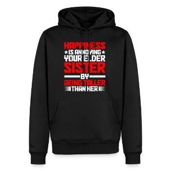 Le bonheur agace votre sœur aînée - Sweat à capuche Premium bio Homme - noir - Devant - Nico (187cm)