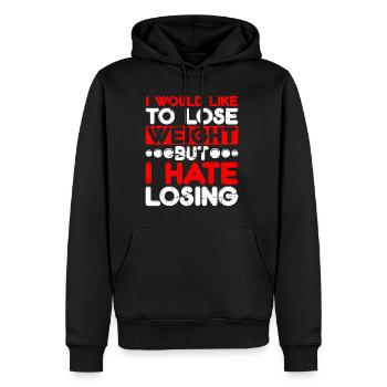 I Would Like To Lose Weight But I Hate Losing - Men’s Premium Organic Hoodie - black - Front - Nico (187cm)