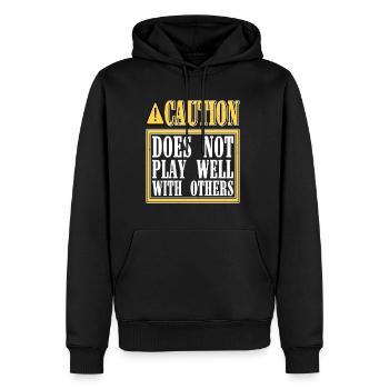 Caution Does Not Play Well With Others 47 - Men’s Premium Organic Hoodie - black - Front - Nico (187cm)