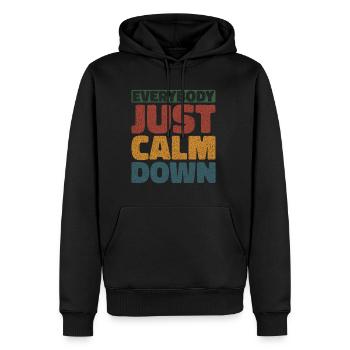 Tout le monde se calme 4 - Sweat à capuche Premium bio Homme - noir - Devant - Nico (187cm)