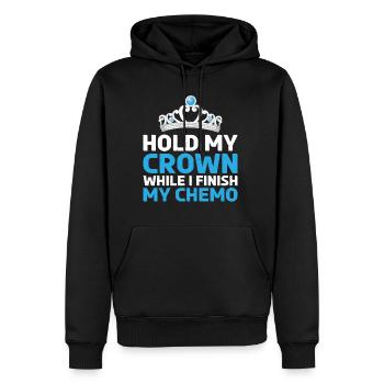 Tenez ma couronne pendant que je termine ma chimio 49 - Sweat à capuche Premium bio Homme - noir - Devant - Nico (187cm)