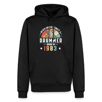 Never Understimate A Drummer Born In 1983 - Men’s Premium Organic Hoodie - black - Front - Nico (187cm)