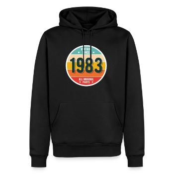Chemise vintage 1983 40e anniversaire - Sweat à capuche Premium bio Homme - noir - Devant - Nico (187cm)