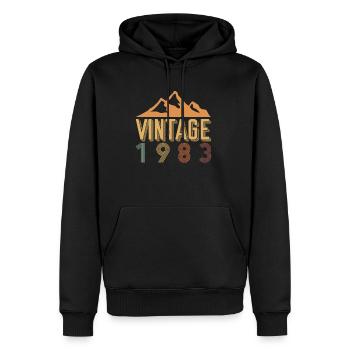Vintage Rétro 1983 Bergsteiger Wanderer - Sweat à capuche Premium bio Homme - noir - Devant - Nico (187cm)