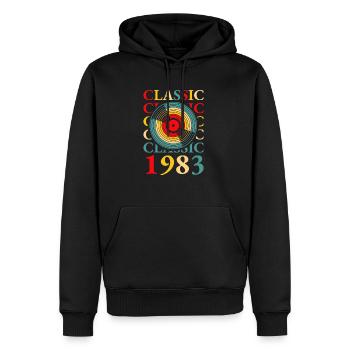 Classic Record 1983 Chemise 40e anniversaire - Sweat à capuche Premium bio Homme - noir - Devant - Nico (187cm)