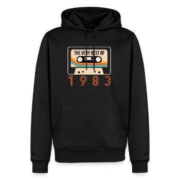 Le meilleur de la cassette 1983 40e anniversaire - Sweat à capuche Premium bio Homme - noir - Devant - Nico (187cm)