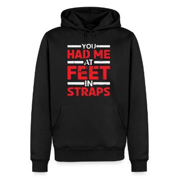 Tu m’avais aux pieds dans les sangles 13 - Sweat à capuche Premium bio Homme - noir - Devant - Nico (187cm)