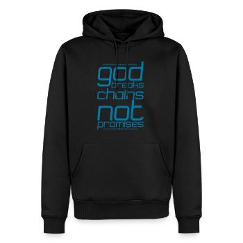 Dieu brise les chaînes, pas les promesses 4 - Sweat à capuche Premium bio Homme - noir - Devant - Nico (187cm)