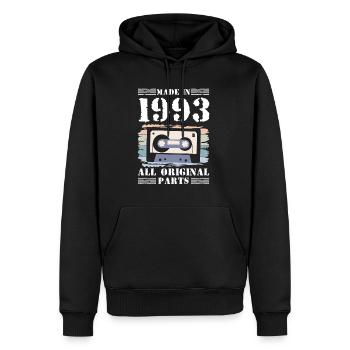 Made In 1993 Cassette Shirt Cadeau - Sweat à capuche Premium bio Homme - noir - Devant - Nico (187cm)