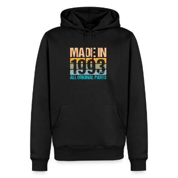 Fabriqué en 1993 30th Birthday Shirt Gift - Sweat à capuche Premium bio Homme - noir - Devant - Nico (187cm)