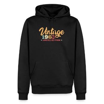 Vintage 1963 60th Birthday Shirt Gift - Sweat à capuche Premium bio Homme - noir - Devant - Nico (187cm)