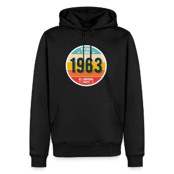 Vintage Retro 1963 60th Birthday Shirt Cadeau - Sweat à capuche Premium bio Homme - noir - Devant - Nico (187cm)
