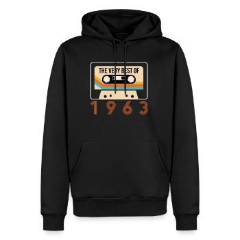 Cassette 1963 60th Birthday Shirt Gift - Sweat à capuche Premium bio Homme - noir - Devant - Nico (187cm)