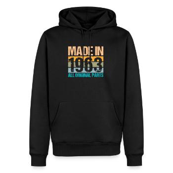Fabriqué en 1963 60e anniversaire Cadeau de chemise - Sweat à capuche Premium bio Homme - noir - Devant - Nico (187cm)