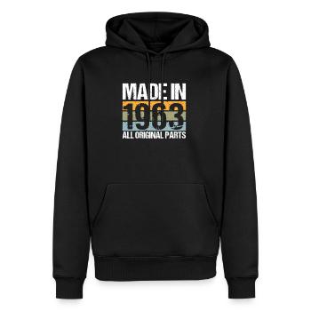Fabriqué en 1963 60e anniversaire Cadeau de chemise - Sweat à capuche Premium bio Homme - noir - Devant - Nico (187cm)