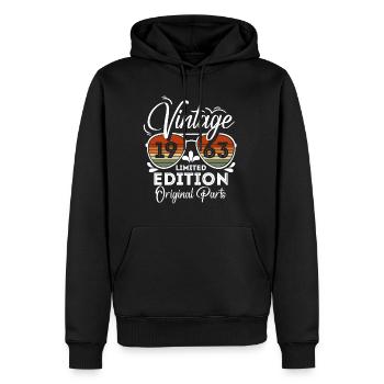 Vintage Retro 1963 60th Birthday Shirt Cadeau - Sweat à capuche Premium bio Homme - noir - Devant - Nico (187cm)