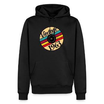 Vintage Record 1963 60th Birthday Gift - Sweat à capuche Premium bio Homme - noir - Devant - Nico (187cm)