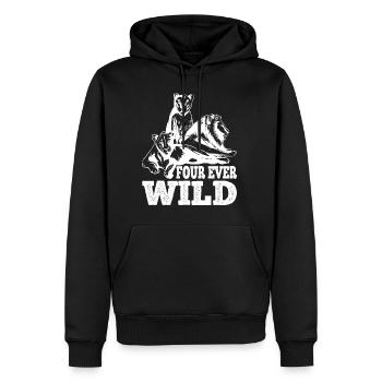 Four Ever Wild 45 - Männer Premium Bio Hoodie - Schwarz - Vorne - Nico (187cm)