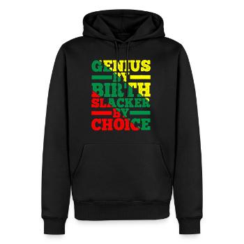 Génie de naissance fainéant par choix 12 - Sweat à capuche Premium bio Homme - noir - Devant - Nico (187cm)