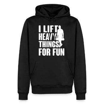 Je soulève des choses lourdes pour le plaisir 12 - Sweat à capuche Premium bio Homme - noir - Devant - Nico (187cm)