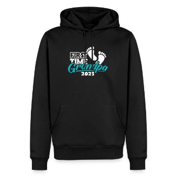 First Time Grandpa 2023 Shirt Geschenk - Männer Premium Bio Hoodie - Schwarz - Vorne - Nico (187cm)