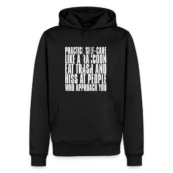 Prenez soin de vous comme un raton laveur - Sweat à capuche Premium bio Homme - noir - Devant - Nico (187cm)