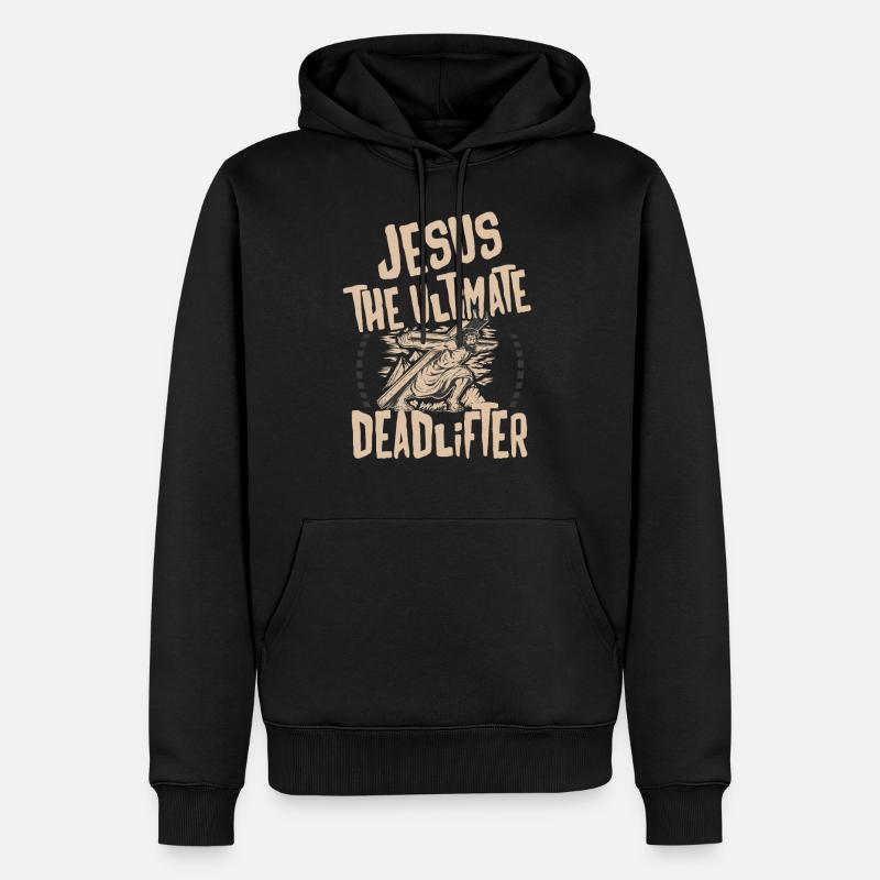 Jésus l’haltérophilie ultime - Sweat à capuche Premium bio Homme - noir