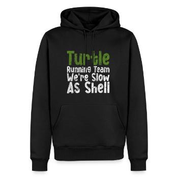 Turtle Running Team, We're Slow As Shell 3 - Männer Premium Bio Hoodie - Schwarz - Vorne - Nico (187cm)