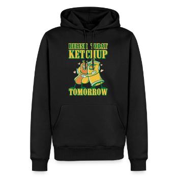 Savourez aujourd’hui Ketchup demain 4 - Sweat à capuche Premium bio Homme - noir - Devant - Nico (187cm)