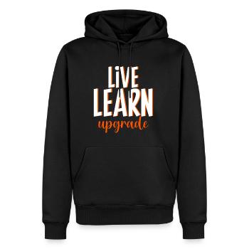 Live Learn Upgrade 4 - Männer Premium Bio Hoodie - Schwarz - Vorne - Nico (187cm)
