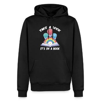 Take A Look It's A Book Retro Rainbow Reading - Männer Premium Bio Hoodie - Schwarz - Vorne - Nico (187cm)