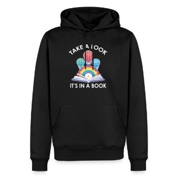 Take A Look It's A Book Retro Rainbow Reading - Männer Premium Bio Hoodie - Schwarz - Vorne - Nico (187cm)