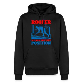Roofer We Nail In Every Position - Männer Premium Bio Hoodie - Schwarz - Vorne - Nico (187cm)