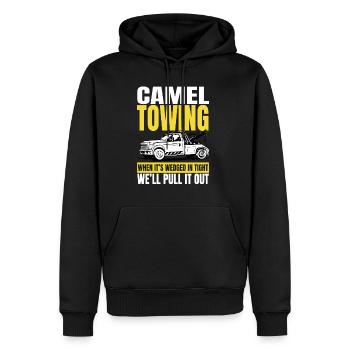 Tow Truck Camel Towing when it's wedged in tight - Männer Premium Bio Hoodie - Schwarz - Vorne - Nico (187cm)