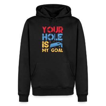 Cornhole ton trou est mon objectif - Sweat à capuche Premium bio Homme - noir - Devant - Nico (187cm)