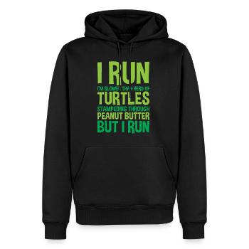 Je cours, je suis plus lent que Herd Of Turtles 2 - Sweat à capuche Premium bio Homme - noir - Devant - Nico (187cm)