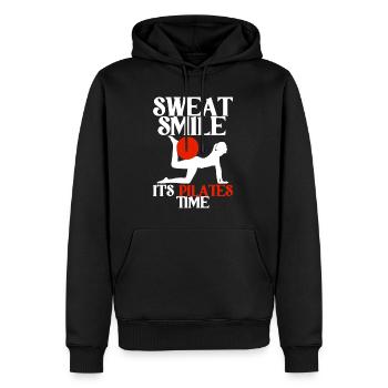 Sweat Smile It’s Pilates Time 2 - Sweat à capuche Premium bio Homme - noir - Devant - Nico (187cm)