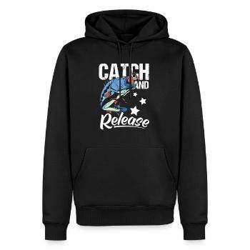 Catch And Release Shirt Angler Geschenk - Männer Premium Bio Hoodie - Schwarz - Vorne - Nico (187cm)