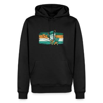 Vintage Retro Baumfrosch Shirt Geschenk - Männer Premium Bio Hoodie - Schwarz - Vorne - Nico (187cm)