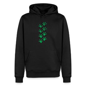Forsch Fußspuren Shirt Geschenk - Männer Premium Bio Hoodie - Schwarz - Vorne - Nico (187cm)