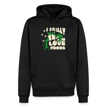 I Really Love Frogs Shirt Geschenk - Männer Premium Bio Hoodie - Schwarz - Vorne - Nico (187cm)