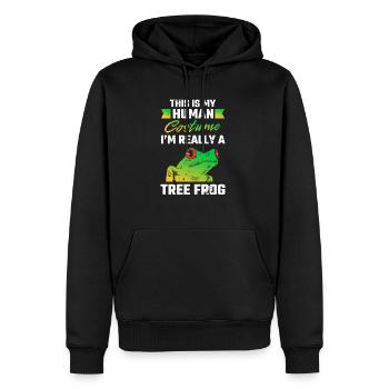 Frosch Shirt Geschenk - Männer Premium Bio Hoodie - Schwarz - Vorne - Nico (187cm)