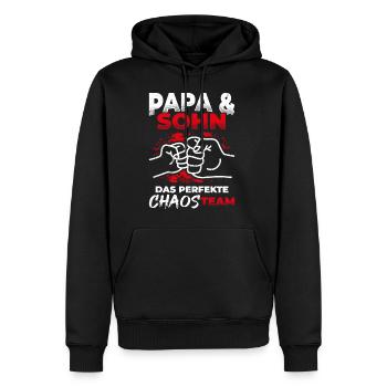 Papa & Sohn Das Perfekte Chaos Team - Vatertag Bes - Männer Premium Bio Hoodie - Schwarz - Vorne - Nico (187cm)