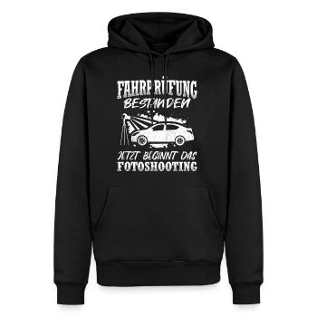Fahrprüfung Bestanden Führerschein Autofans Fahran - Männer Premium Bio Hoodie - Schwarz - Vorne - Nico (187cm)