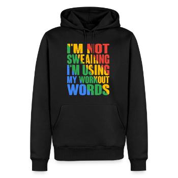 Je ne jure pas que j’utilise mes mots d’entraînement 6 - Sweat à capuche Premium bio Homme - noir - Devant - Nico (187cm)